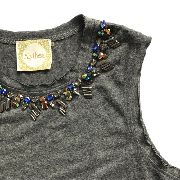 ANTHRO ALTHEA Beaded Neck Cotton Sleeveless Tank - Picture 4 of 6